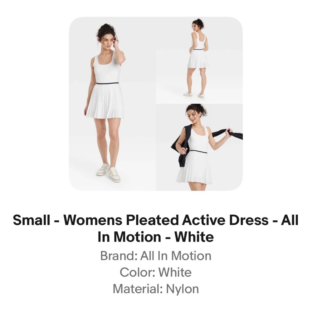 All In Motion Women's White Pleated Mini Dress